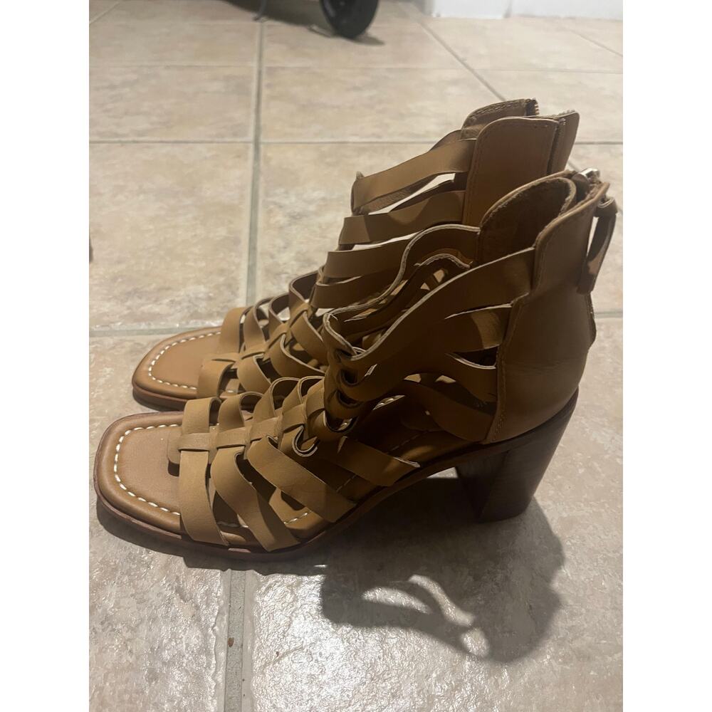 Sofft‎ Womens Size 10 Gladiator Cage Strappy Sandals Brown Block Heel Zip - Picture 5 of 9